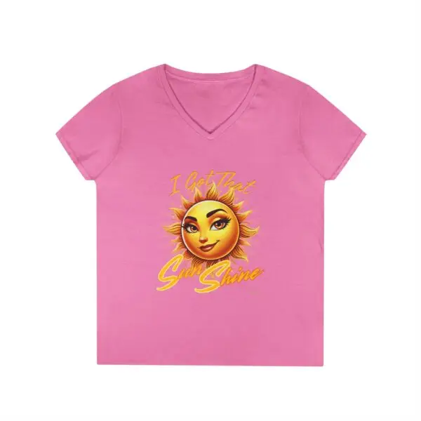 Ladies' V-Neck "I Got That SunShine" T-Shirt - Image 7